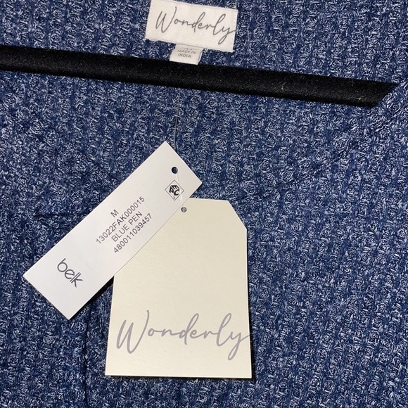 Waffle knit long sleeve blue top - Picture 6 of 7